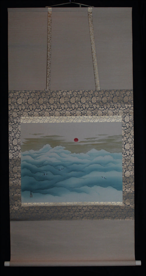 Sun and clouds with cranes (138 cm) – Daibokai - Japanese Art