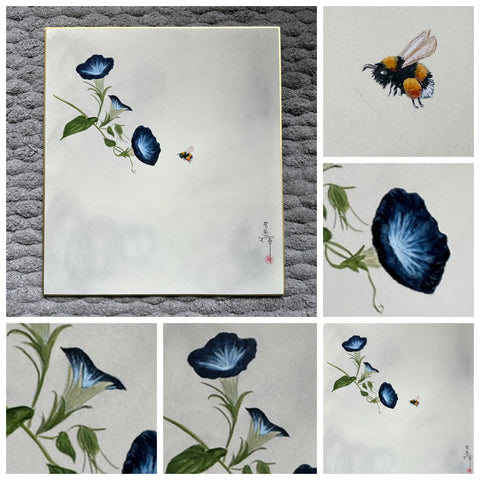 Morning glory with bumblebee (24 x 27 cm)