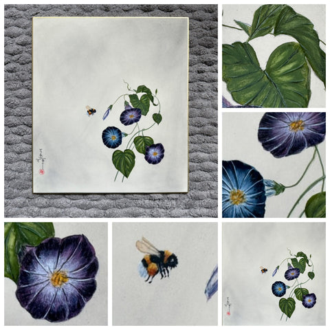 Morning glory with bumblebee (24 x 27 cm)