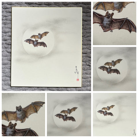 Bats with moon (24 x 27 cm)