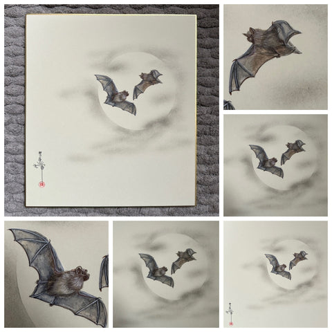 Bats with moon (24 x 27 cm)