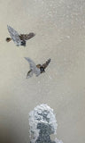 Lantern and sparrows with snow  (7,5 cm)