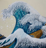 Wave with and cranes (24 x 27 cm)