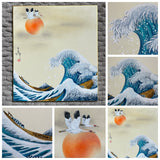 Wave with and cranes (24 x 27 cm)