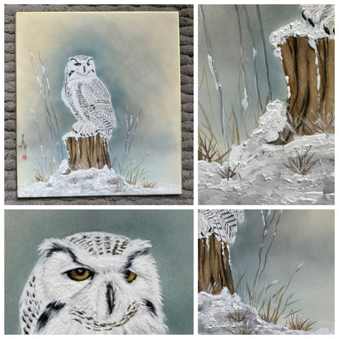 Owl with snow (24 x 27 cm)