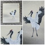 Crane with snow (18 x 21 cm)