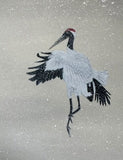 Crane with snow (18 x 21 cm)