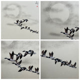 Moon with geese (24 x 27 cm)
