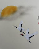 Sun with cranes (24 x 27 cm)