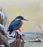 Kingfisher in winter (24 x 27 cm)