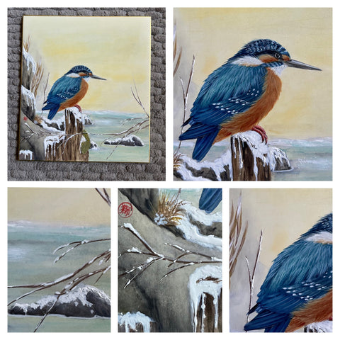 Kingfisher in winter (24 x 27 cm)