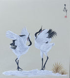 Cranes with snow (24 x 27 cm)