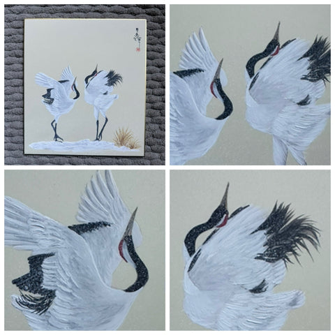 Cranes with snow (24 x 27 cm)