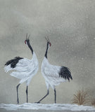 Cranes with snow (24 x 27 cm)