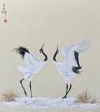 Cranes with snow (24 x 27 cm)