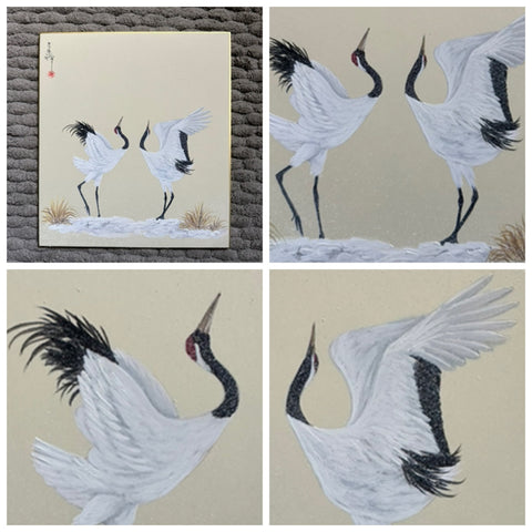 Cranes with snow (24 x 27 cm)