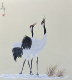 Cranes with snow (24 x 27 cm)