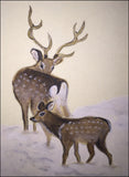 Deers in winter (6 x 9 cm)