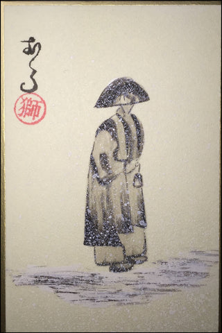 Monk in winter (6 x 9 cm)