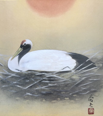 Crane on nest (24 x 27 cm)