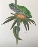 Frog on flower with butterfly (24 x 27 cm)
