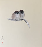 Sparrows in winter (24 x 27 cm)