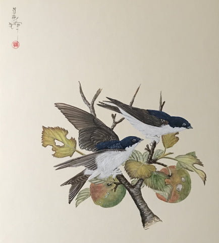Swallows in autumn (24 x 27 cm)
