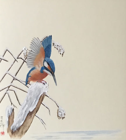 Kingfisher in winter (24 x 27 cm)