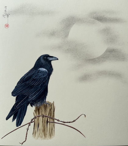 Raven with moon (24 x 27 cm)