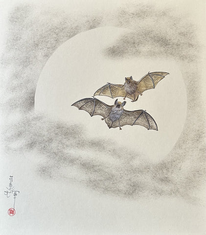 Bats with moon (24 x 27 cm)