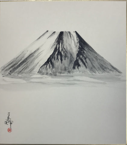 Fuji with clouds (24 x 27 cm)