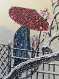 Man with umbrella in snow (7,5 cm)
